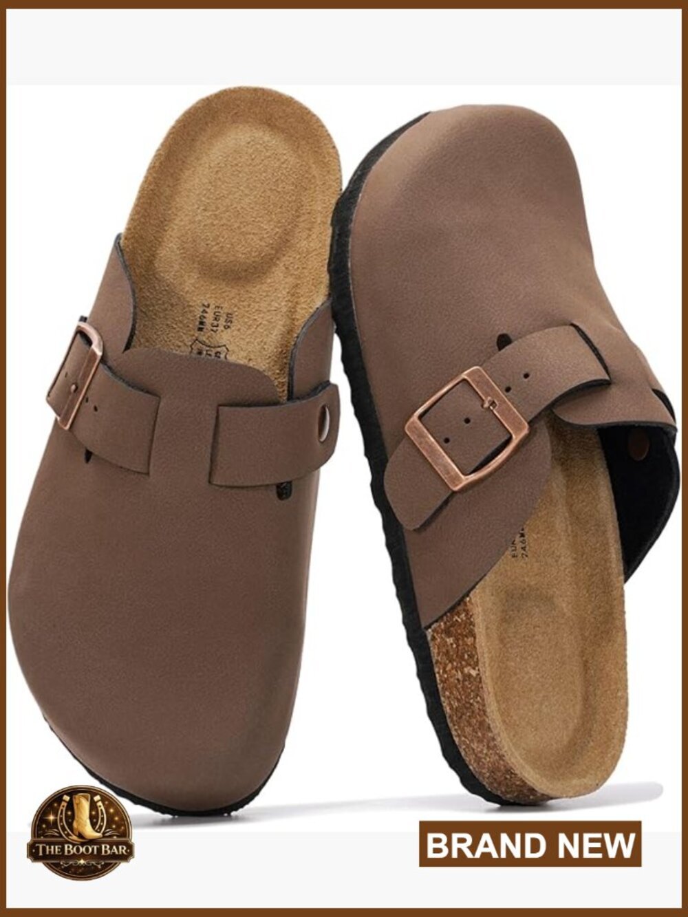 Genuine Leather Clogs with Memory Foam Arch Support Mules Slip-Ons